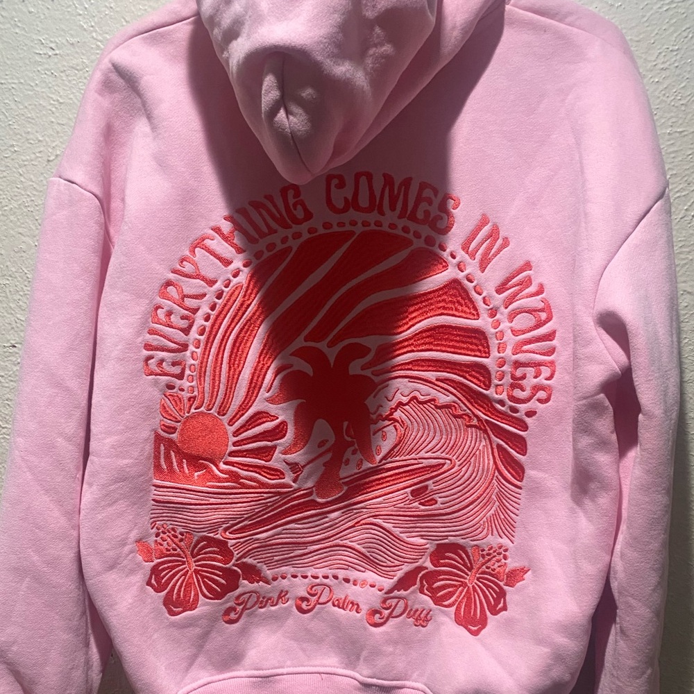 Pink Palm Puff Women's Sweater - Soft Pink - Picture 3 of 3